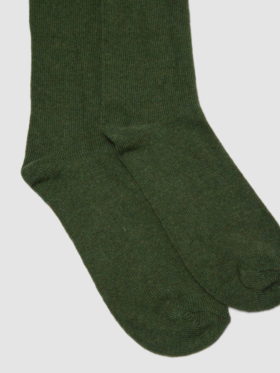 Calze lunghe verdi in lana, viscosa e cashmere elasticizzato_1