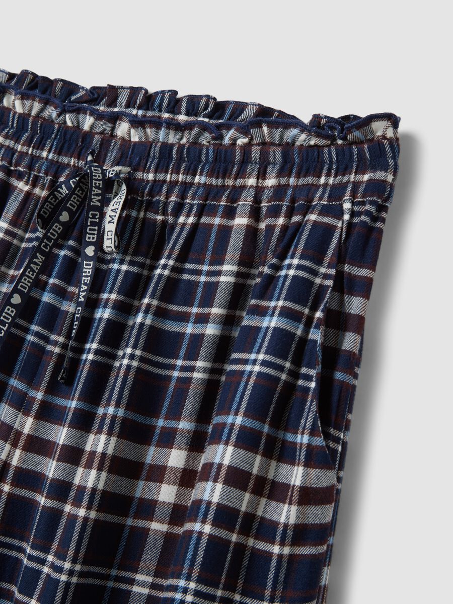 Blue checked pure viscose pyjama trousers_5
