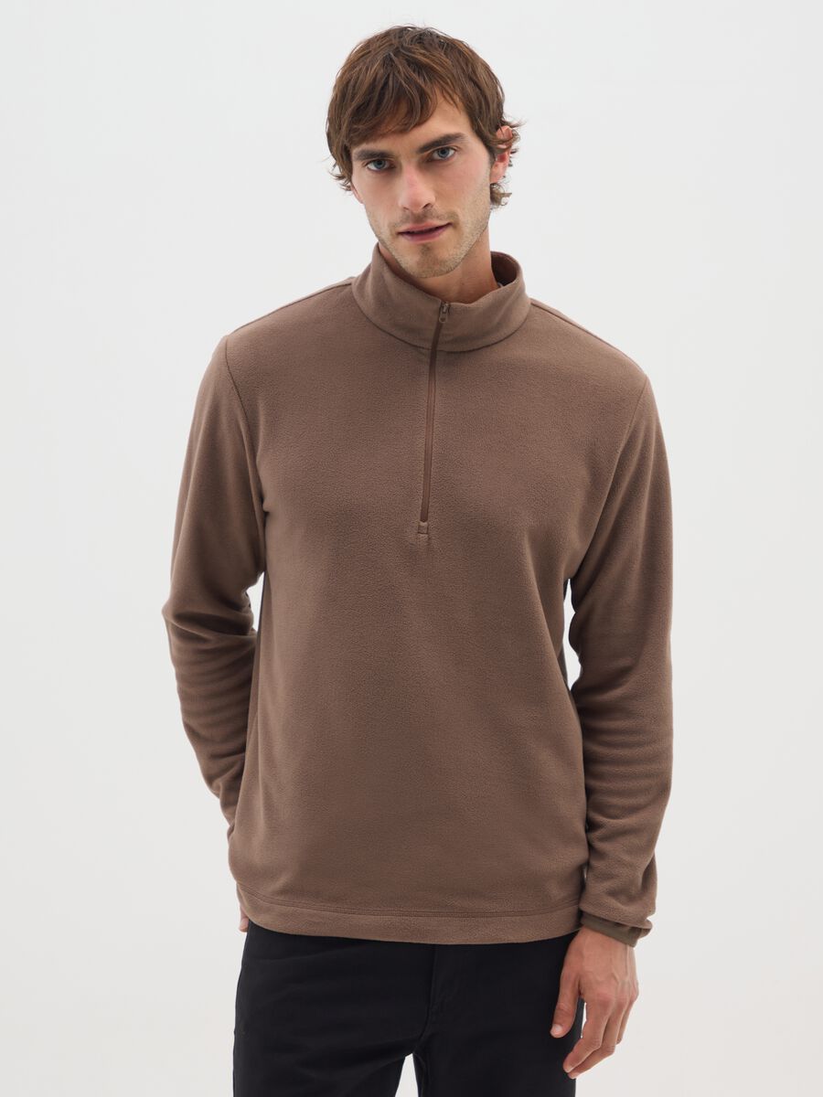 Felpa in pile marrone regular fit_0