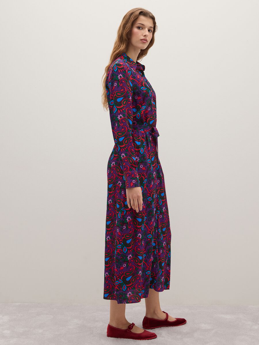 Multicolour dress with long sleeves and buttons_0