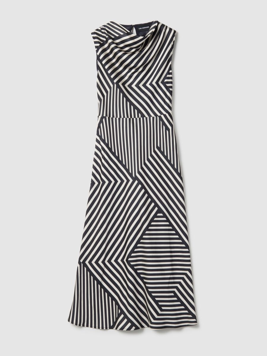 Sleeveless dress in multicolour striped viscose blend regular fit_4