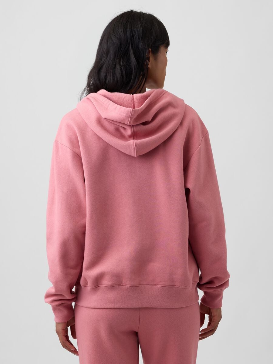 Felpa rosa con cappuccio in misto cotone e logo GAP_2