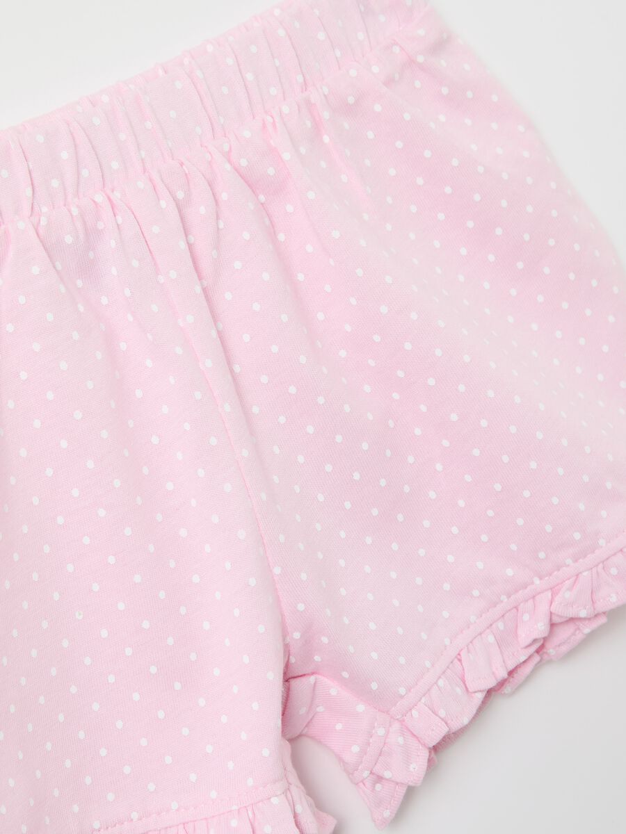 Cotton set with T-shirt with "Happy Family" embroidery and shorts_3