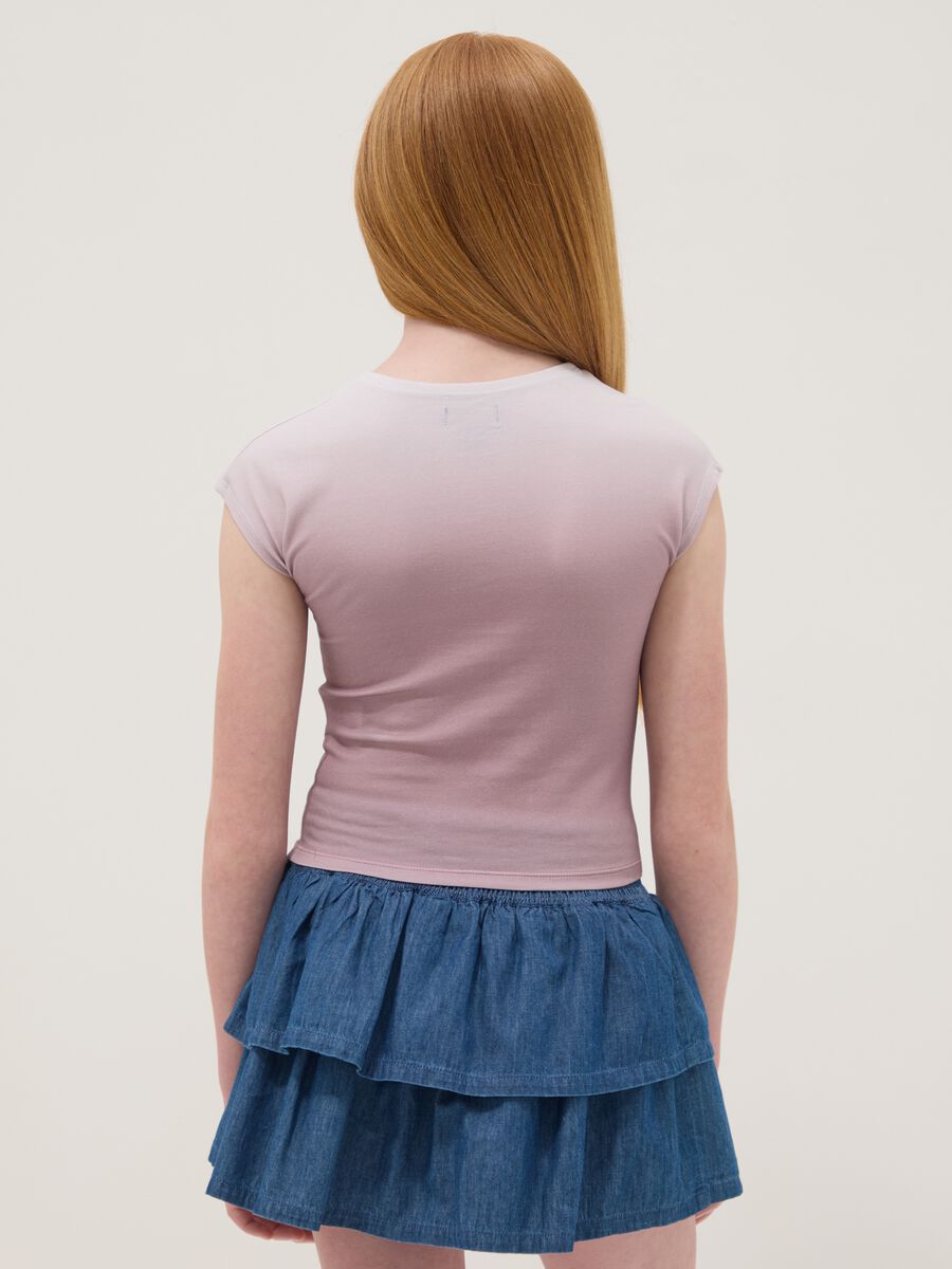 Girls&rsquo; pink ombr&eacute; stretch-cotton short-sleeve slim-fit T-shirt_1