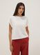 White cotton and linen blend short-sleeve T-shirt, regular fit_2