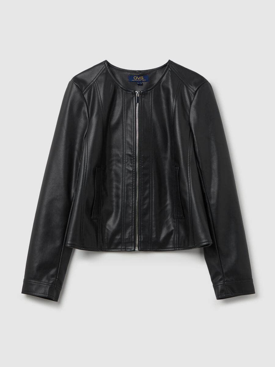 Short full-zip biker jacket_4