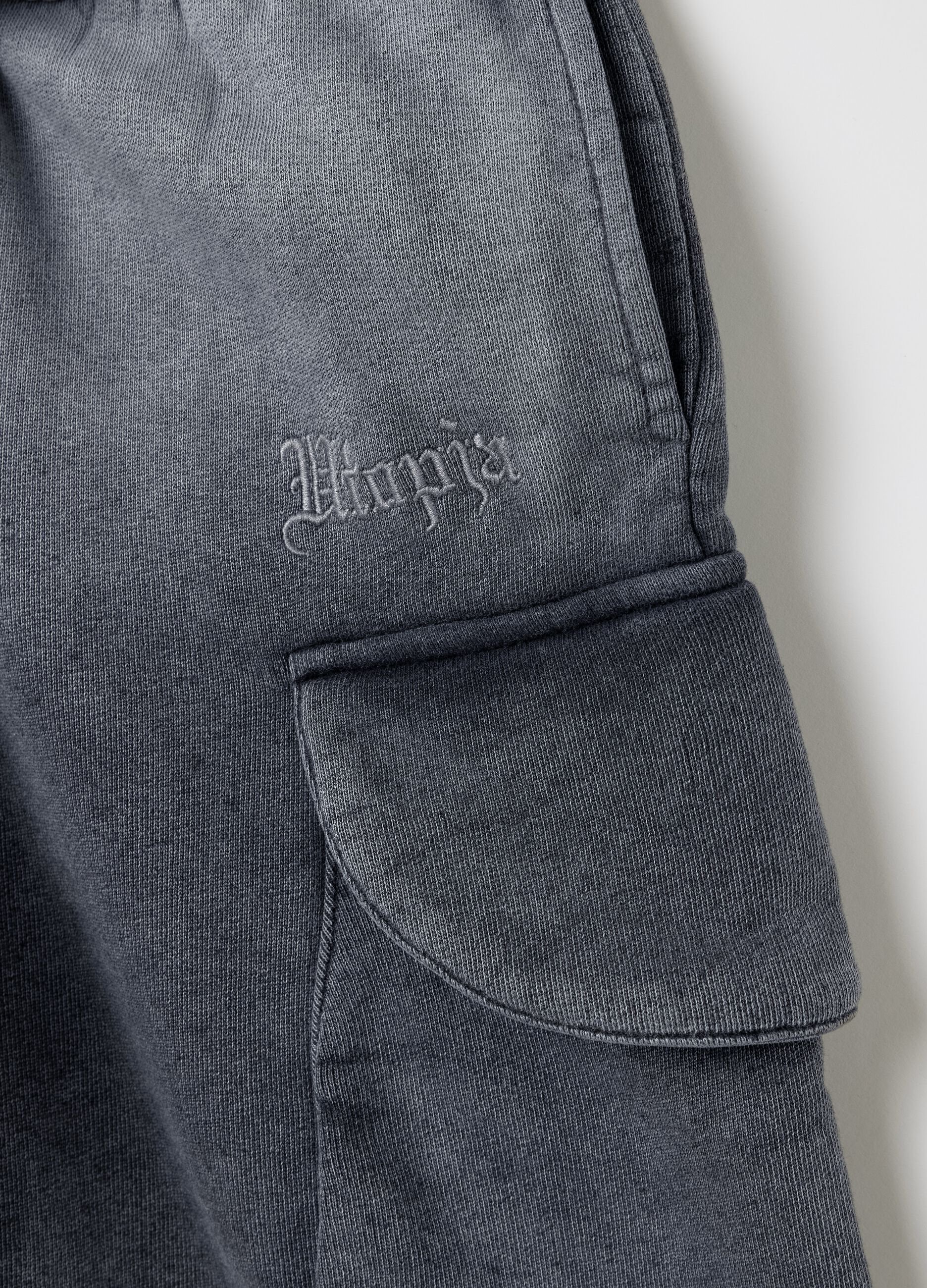 Sunfaded Cargo Sweat Shorts Vintage Grey