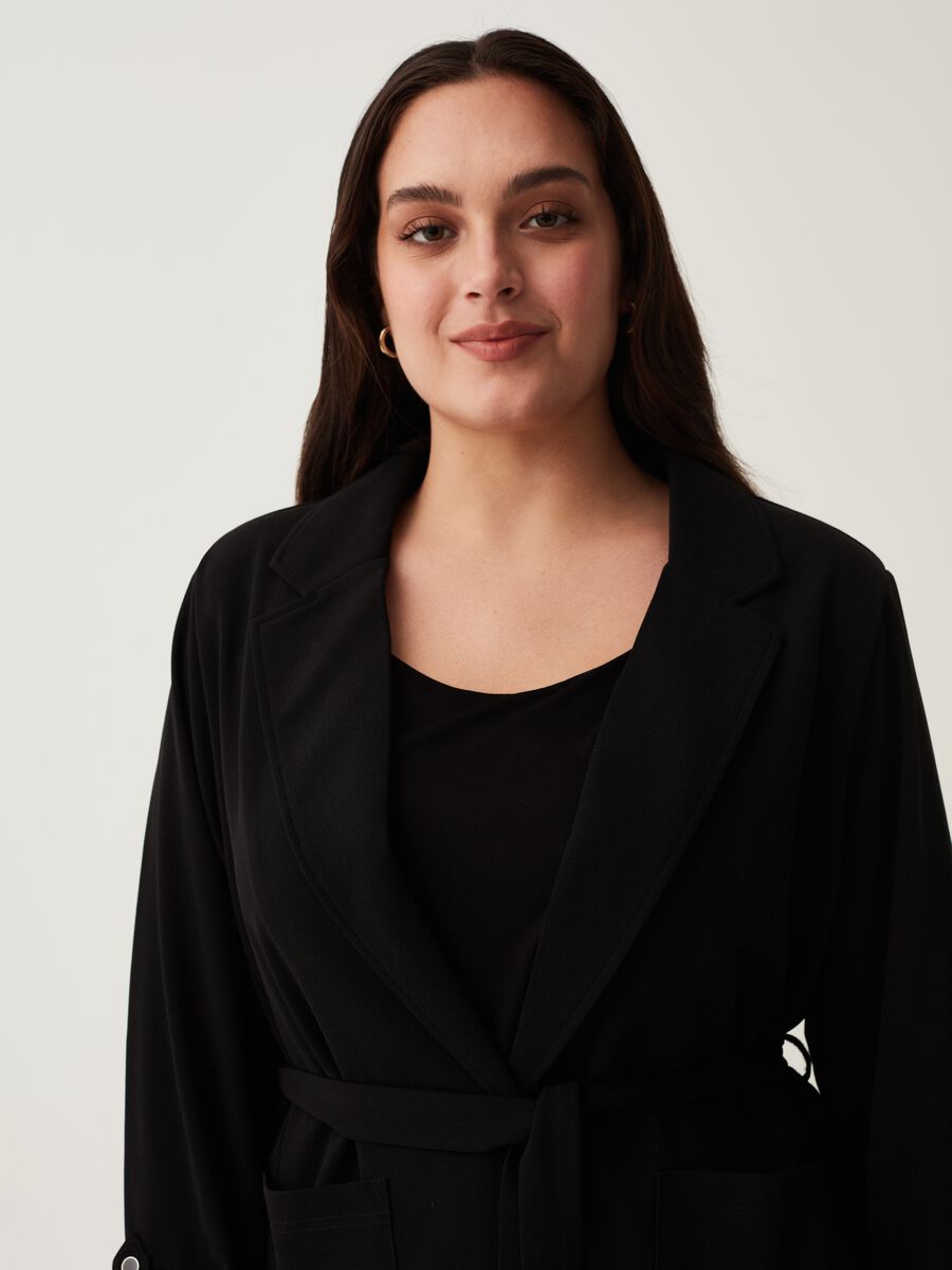 Blazer fluido in crêpe con cintura Curvy_1
