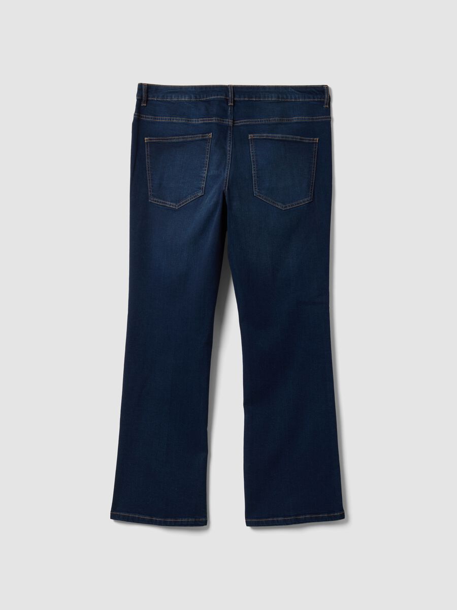 Jeans denim blu in cotone elasticizzato bootcut_1
