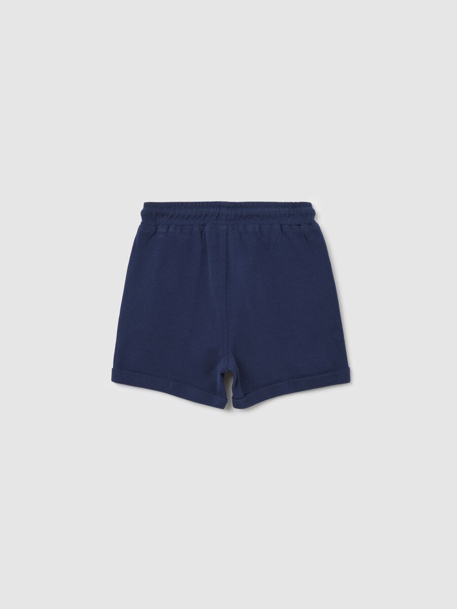 Blue shorts in cotton and viscose with drawstring_1
