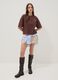 T-shirt marrone in puro cotone con ricamo boxy fit_1