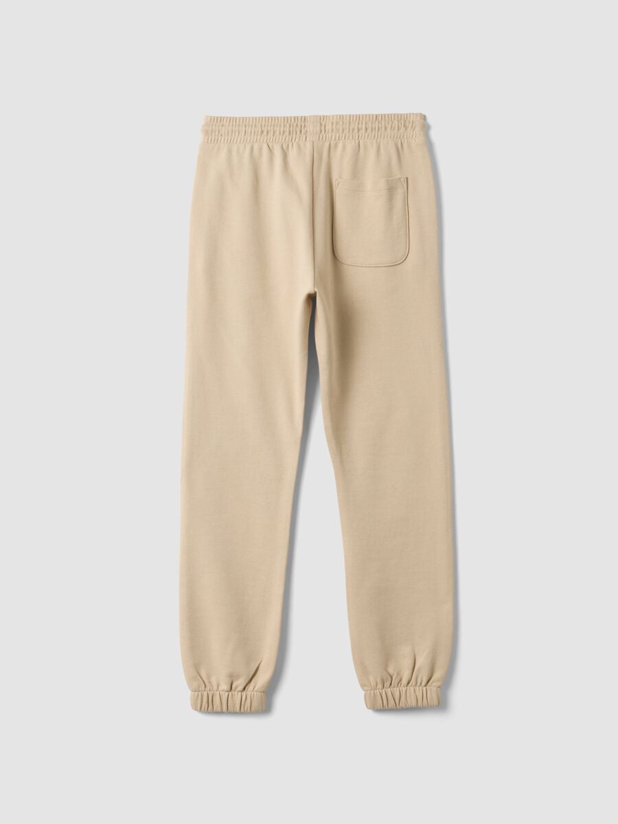 Pantaloni jogger beige in puro cotone con stampa per ragazzo_4