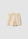 Beige linen and cotton blend shorts for baby boys, regular fit_0