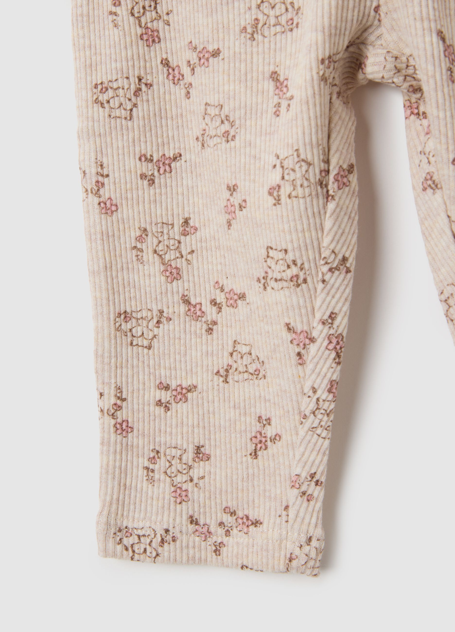Baby Girl Beige Pure Cotton Leggings with Regular Fit