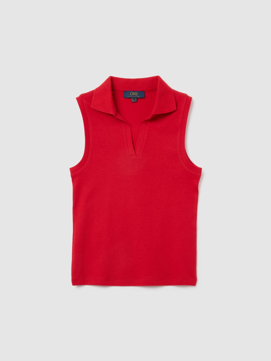Women's Sleeveless Red Cotton Top in Slim Fit_0