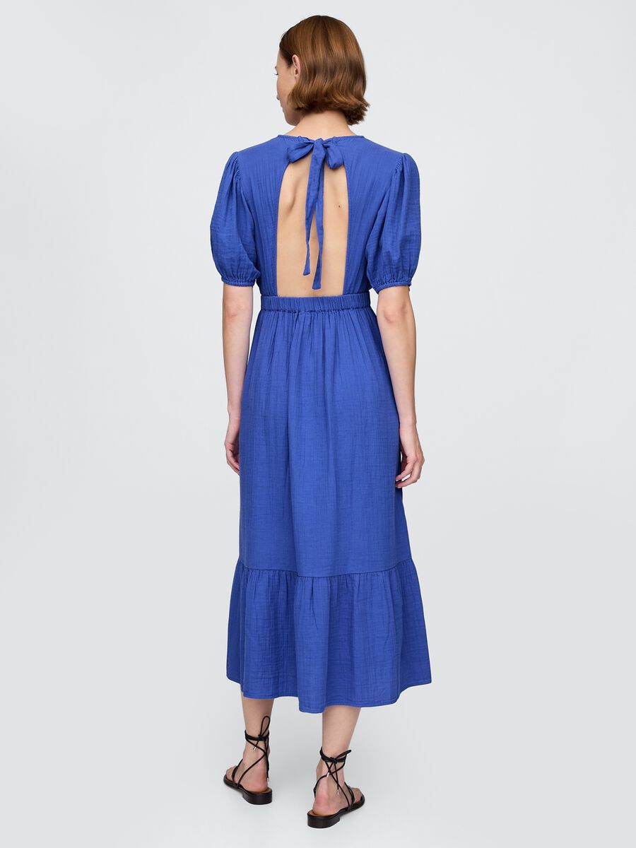 Abito midi blu a maniche corte_1