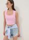 Pink cropped stretch-cotton tank top_0