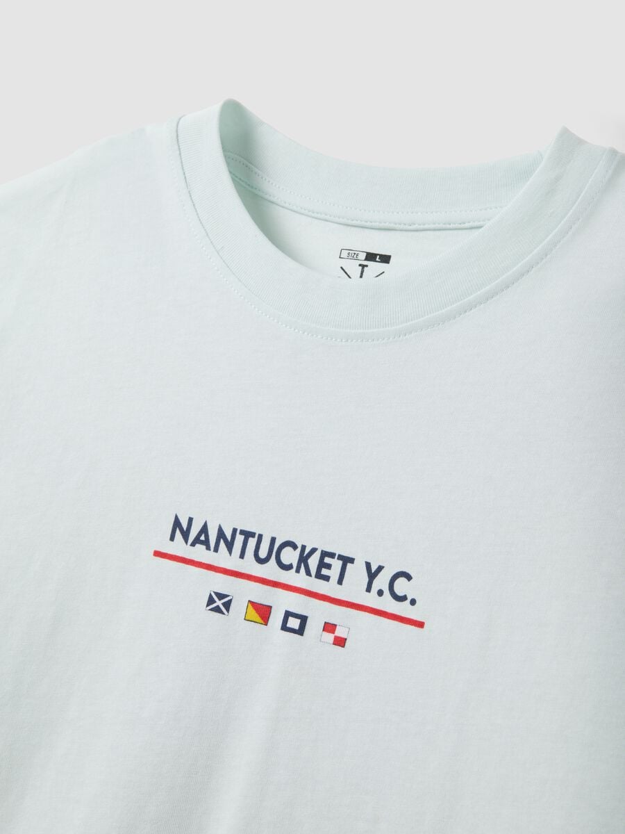 Light blue pure cotton T-shirt with front print_5