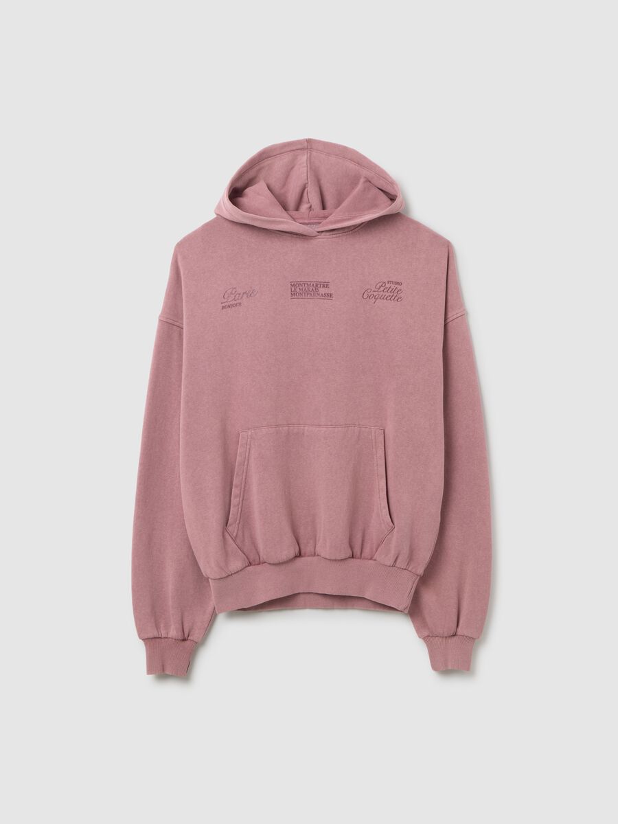 Pink cotton-blend regular fit sweatshirt with lettering_4