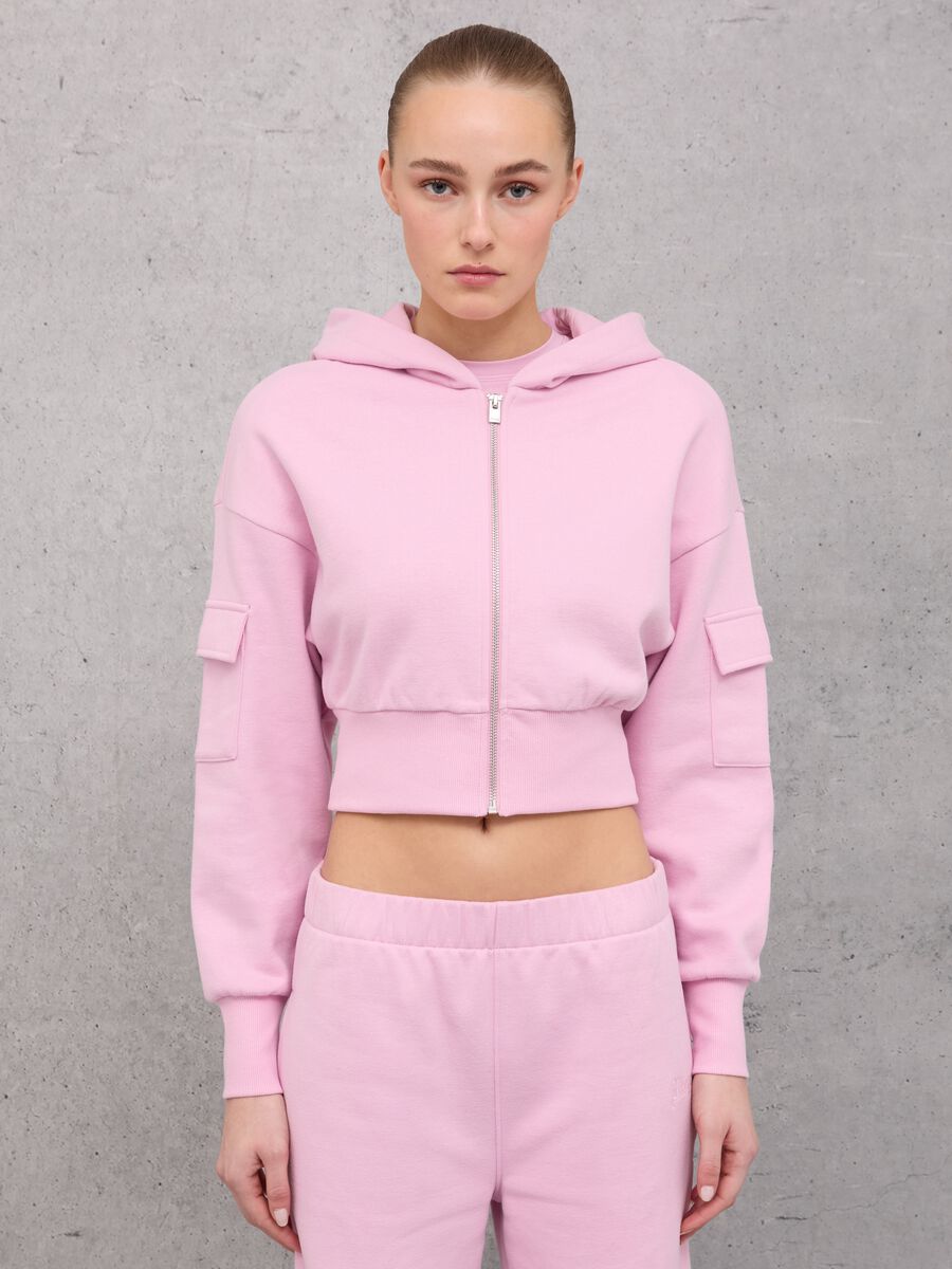 Crop Cargo Zip Hoodie Light Pink_0