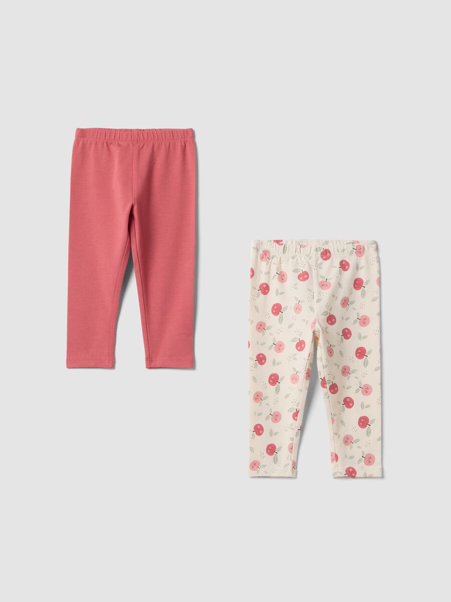 Bipack leggings multicolor in cotone organico elasticizzato per bimba_0