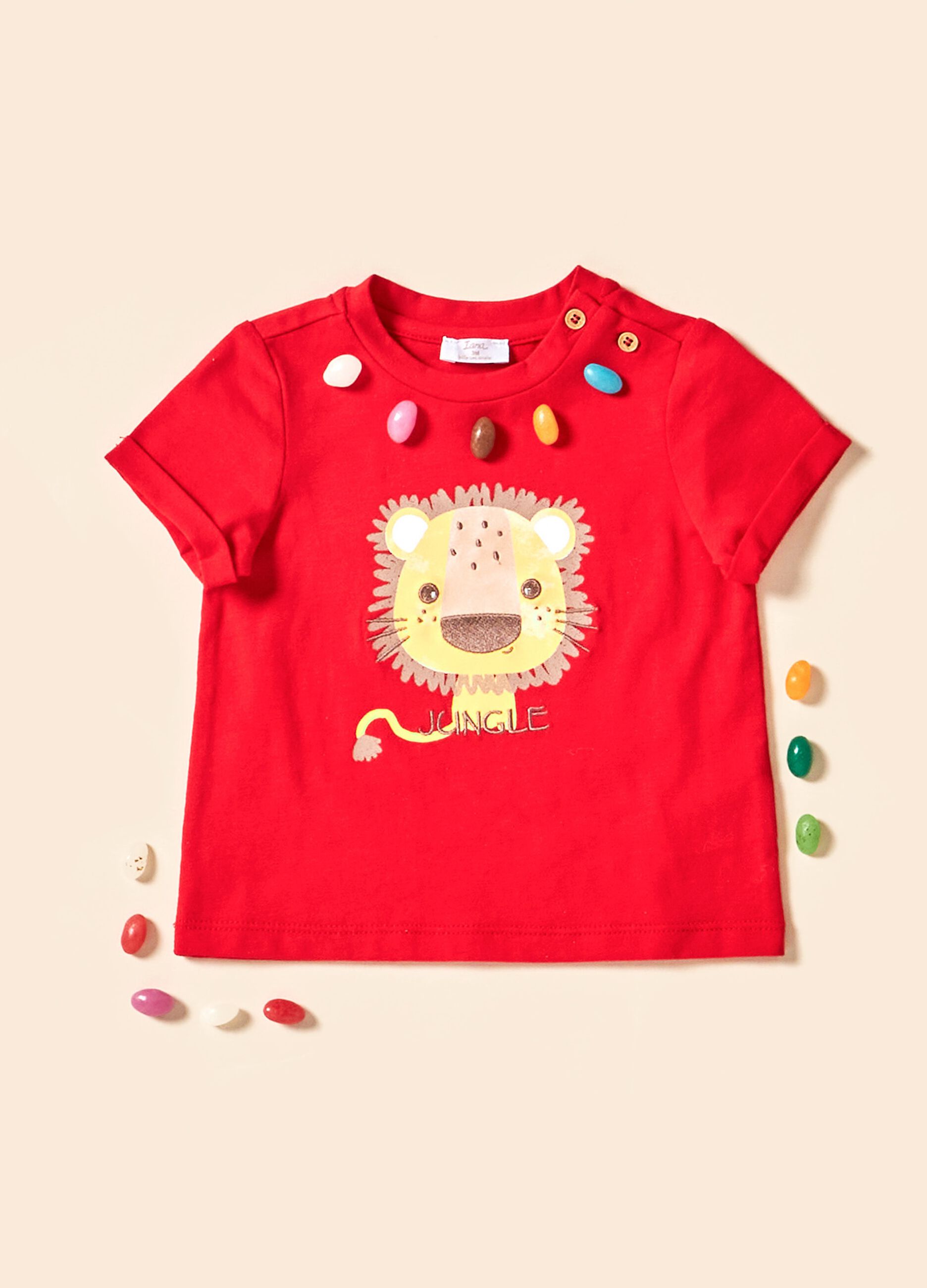T-shirt IANA in cotone elasticizzato con ricamo neonato