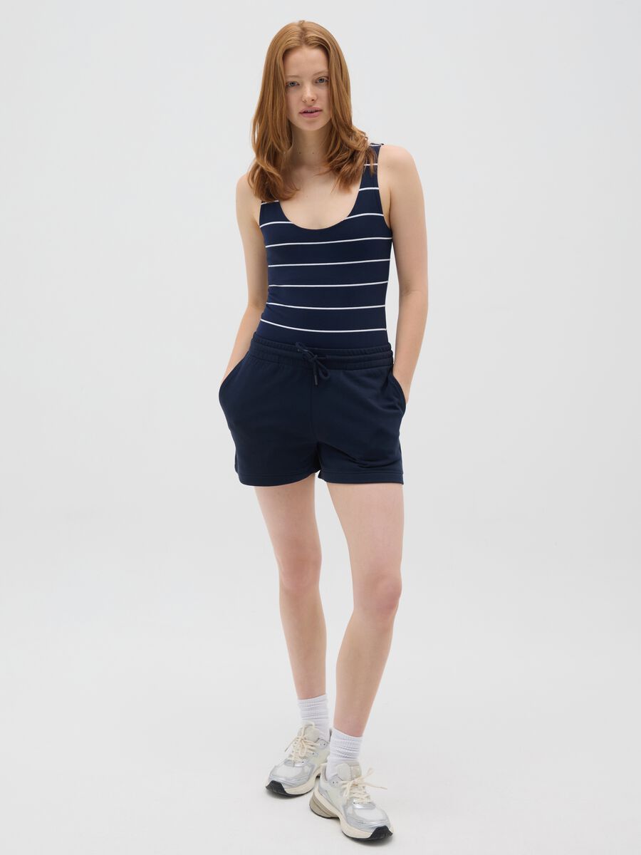 Women's regular fit blue cotton shorts_0
