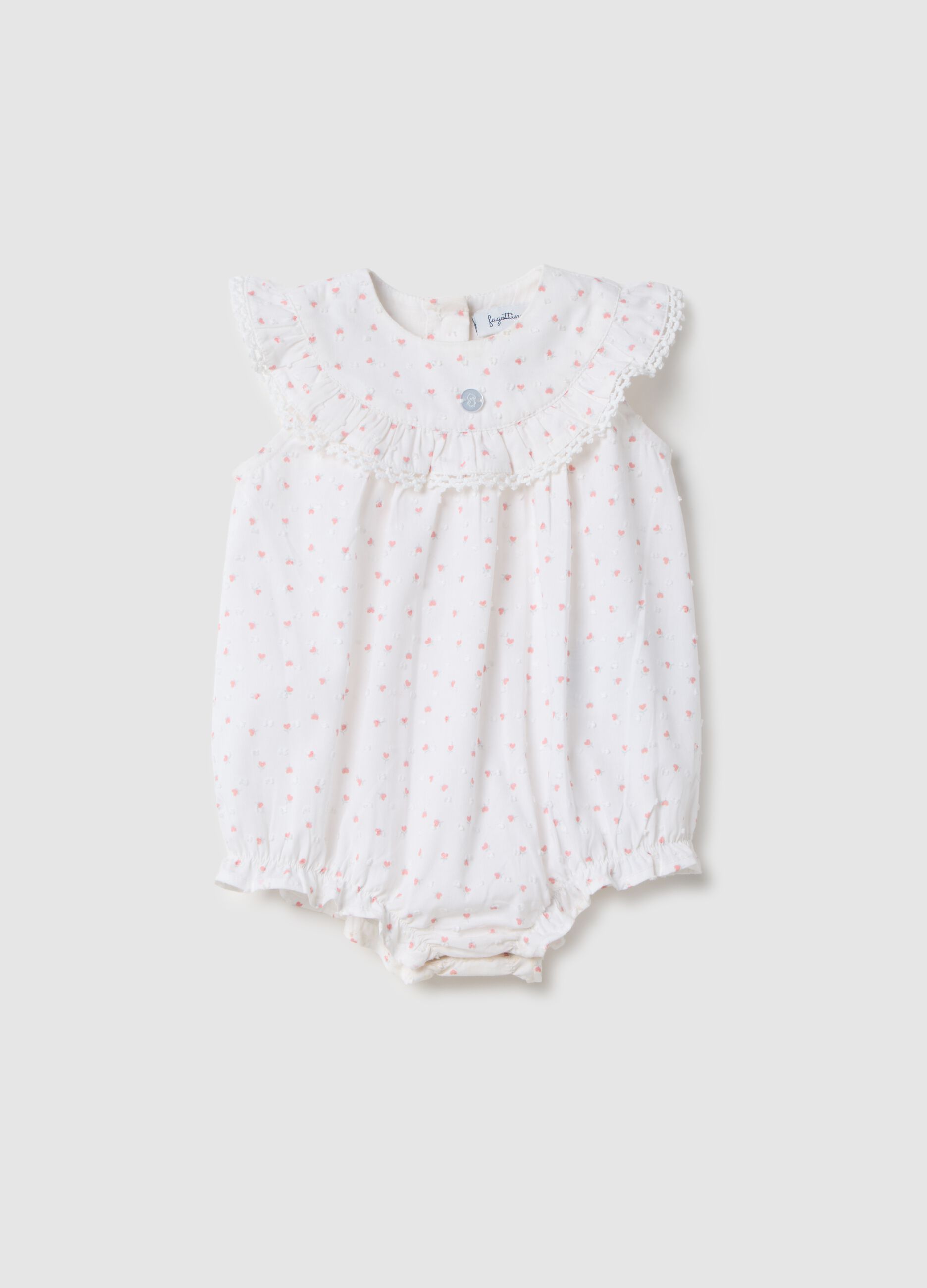 White pure cotton romper for baby girl