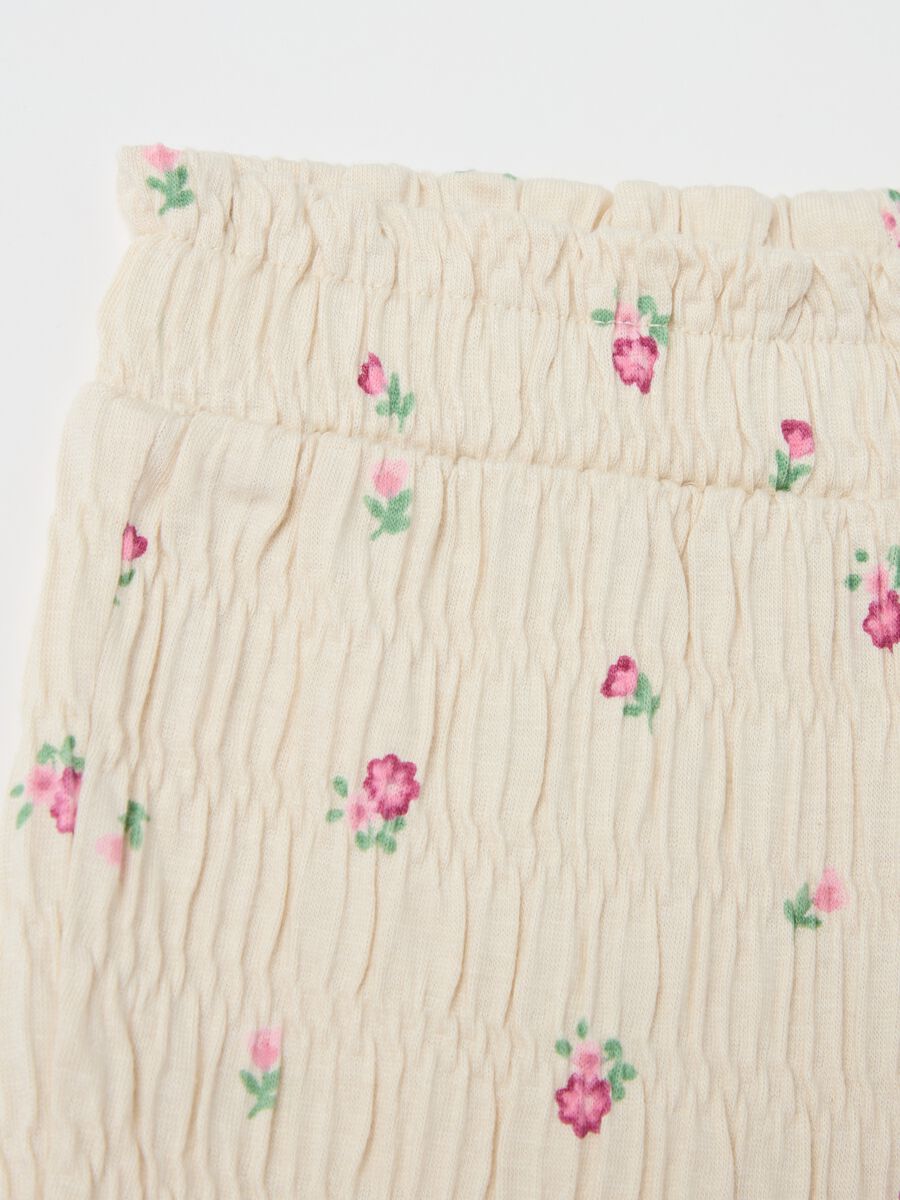 Cotton and modal shorts with flowers print_3