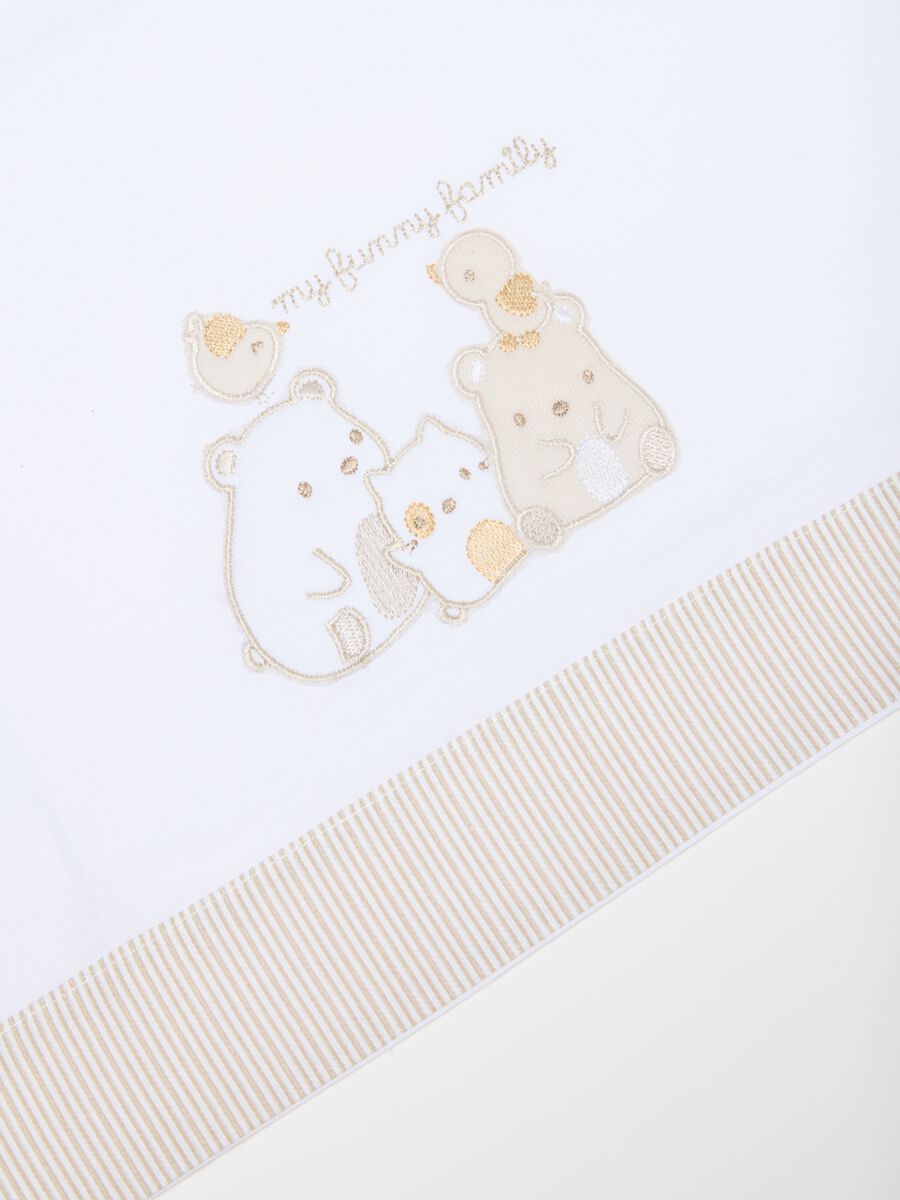 Beige and white pure cotton crib sheet with embroidery_1