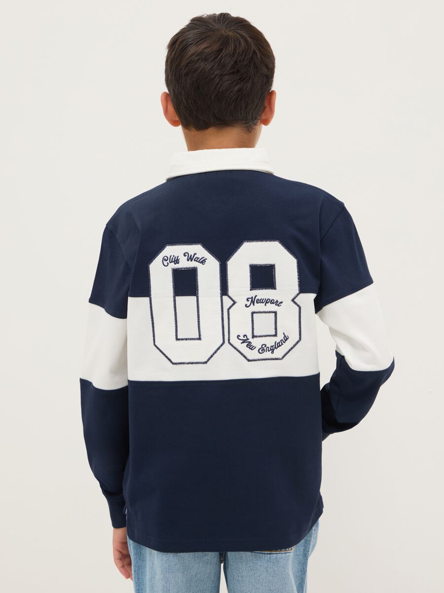 Maglia polo in puro cotone a righe multicolor da ragazzo regular fit_1