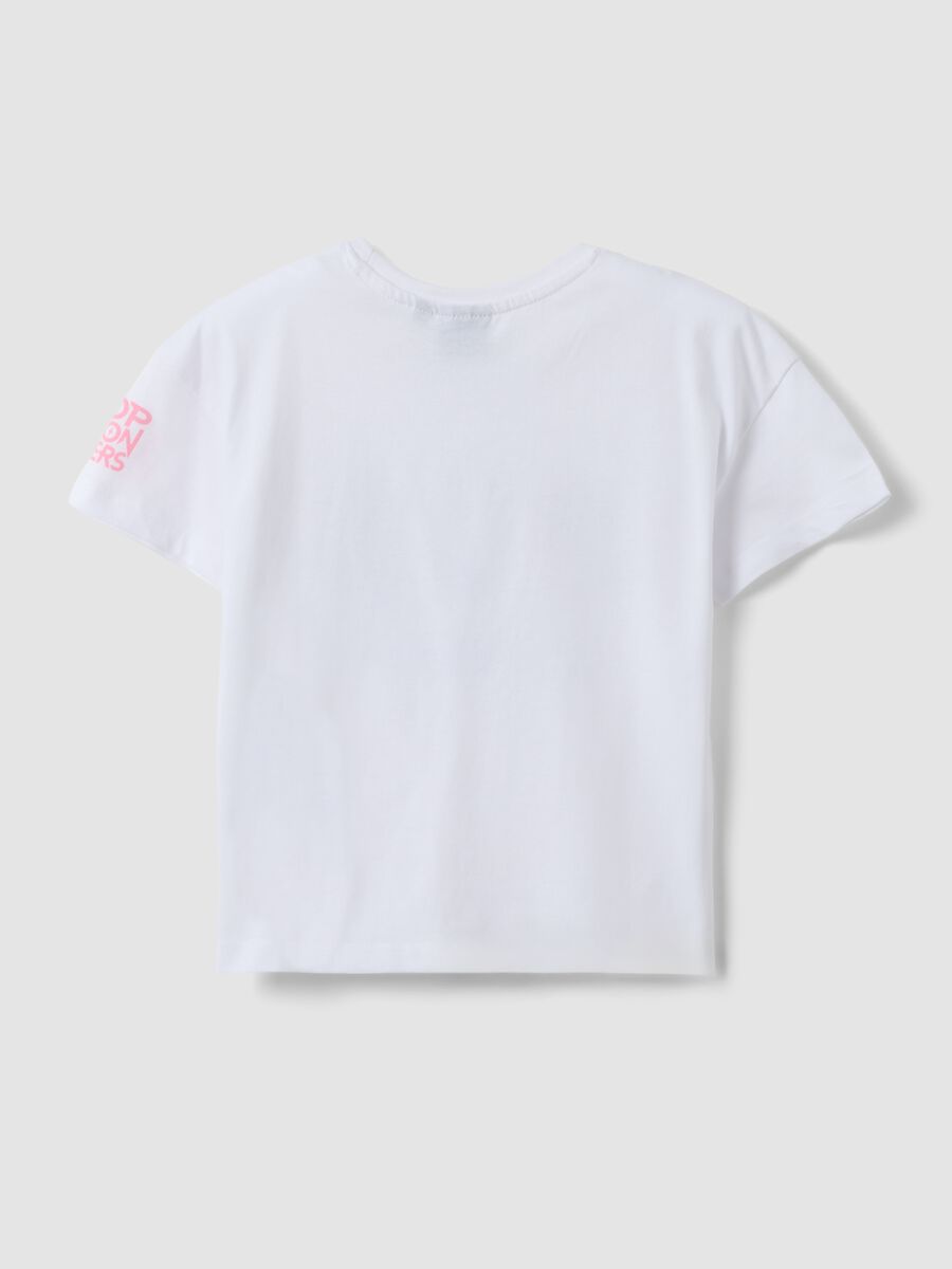 Girls' white pure cotton T-shirt regular fit with print_1