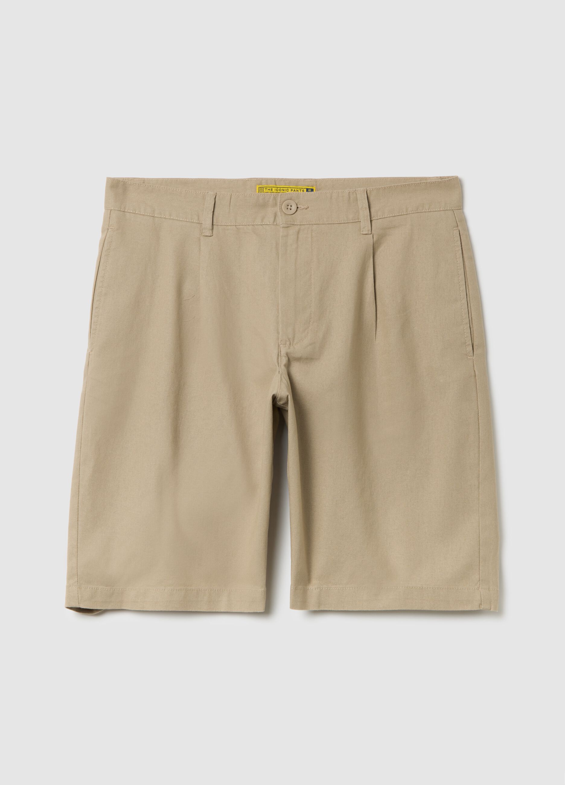 Bermuda da uomo in misto cotone beige regular fit