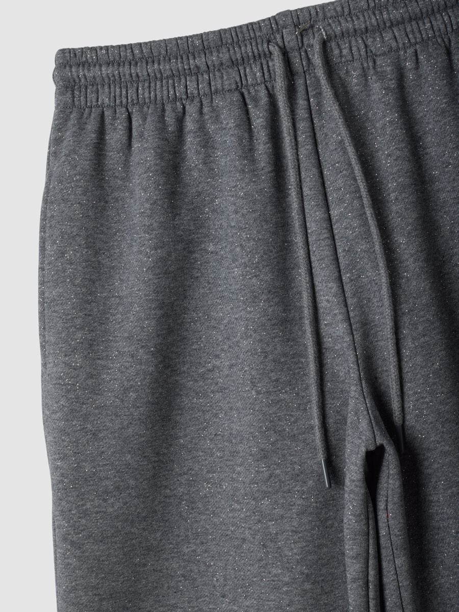 Grey wide-leg cotton-blend trousers with lurex_1