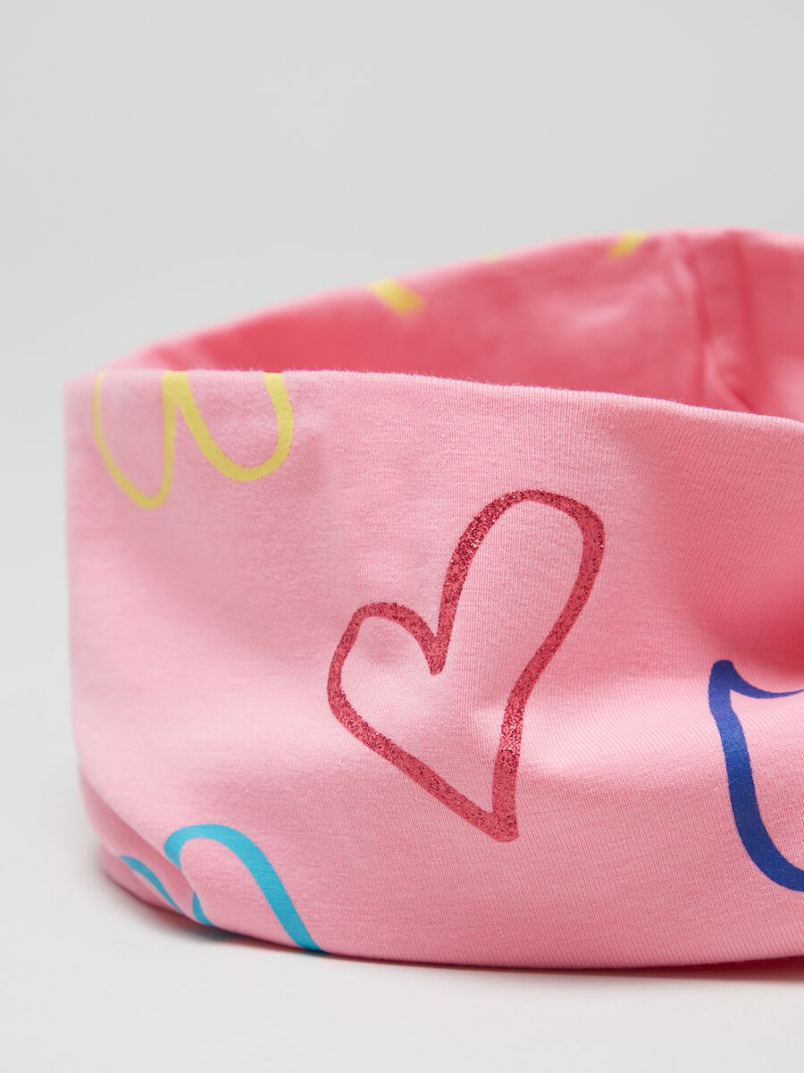 Scaldacollo in jersey con stampa cuori_2