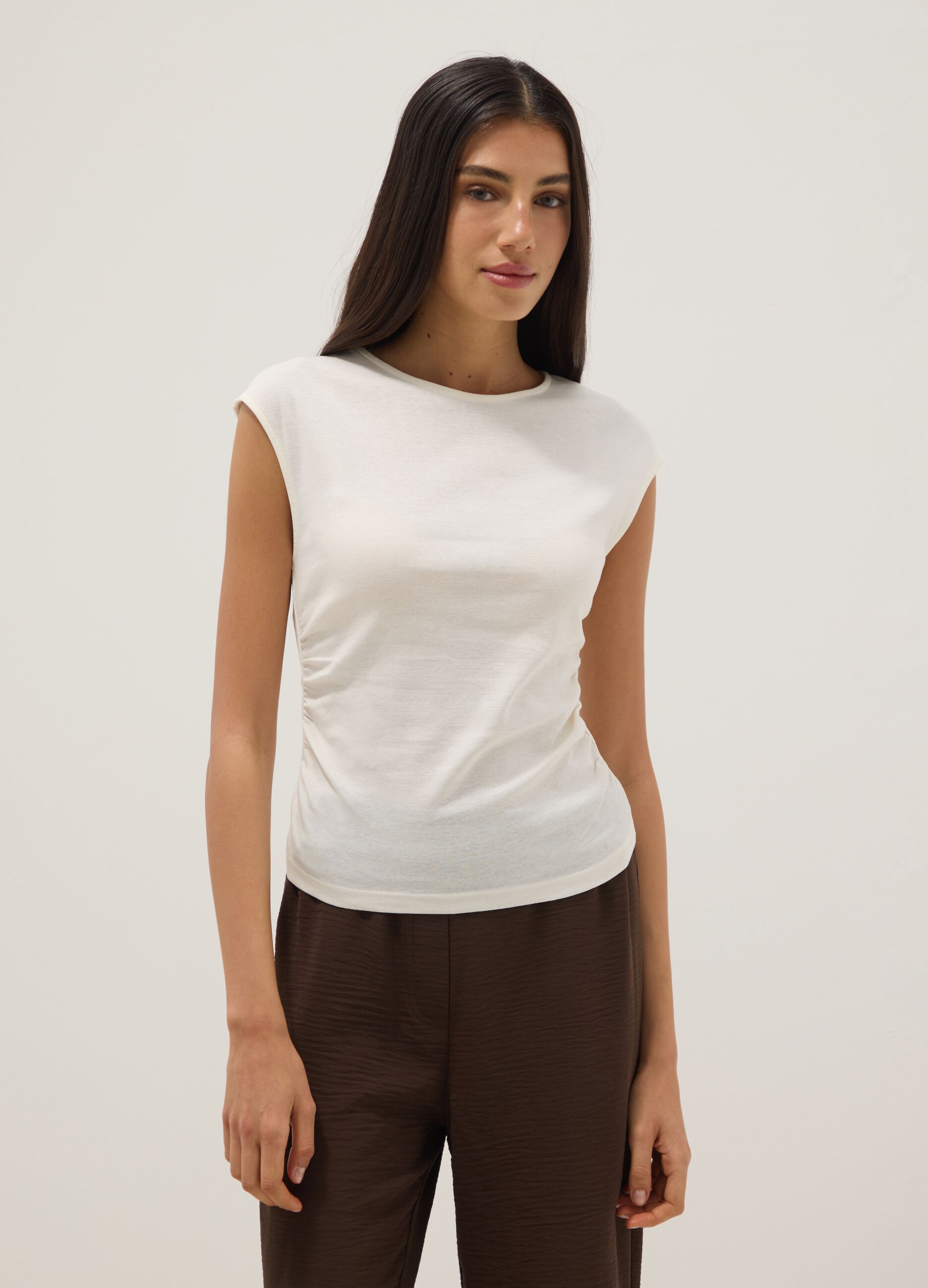 White pure cotton regular fit tank top