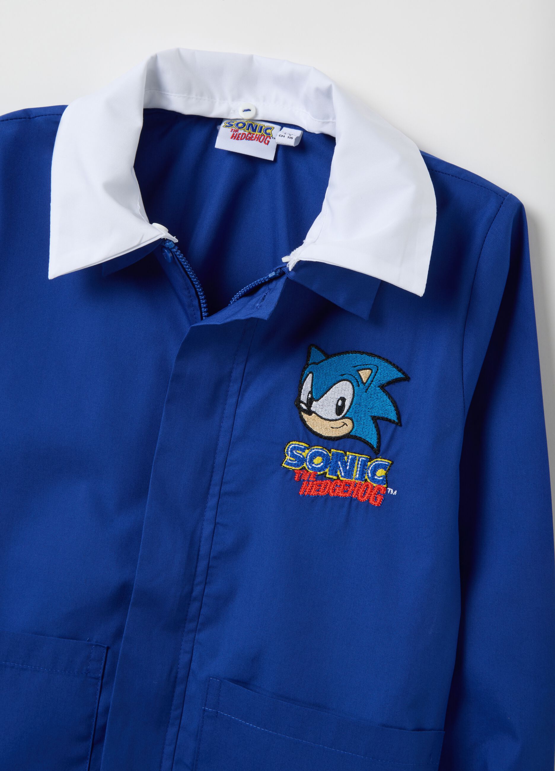 Blue School Apron with Zip and Sonic Patch
