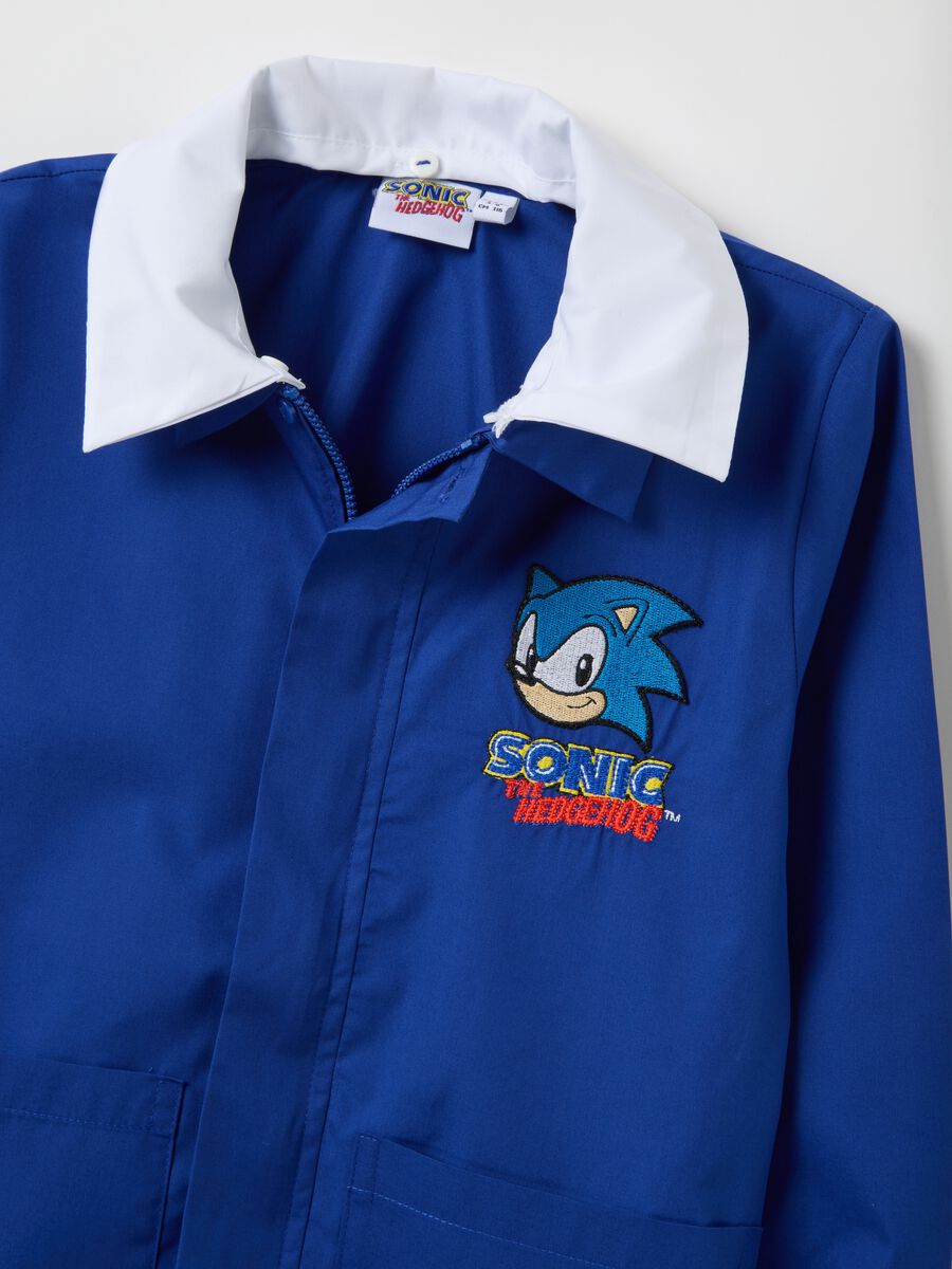 Blue School Apron with Zip and Sonic Patch_3