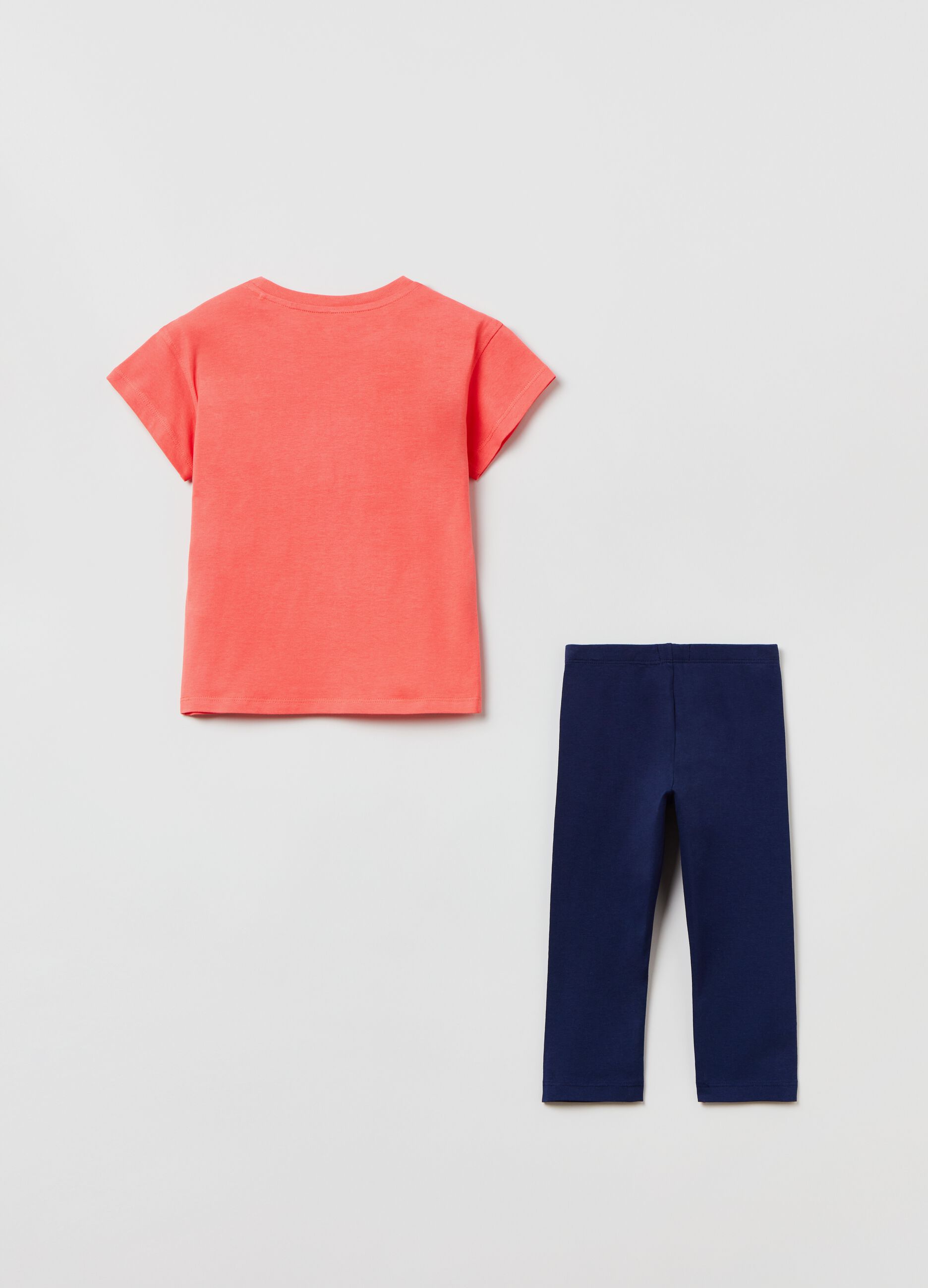 Jogging set t-shirt con stampa e leggings_1