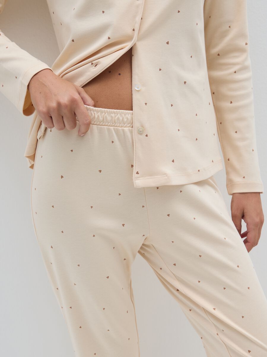 Pigiama a pois in puro cotone beige regular fit_3