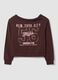 Brown cotton-blend sweatshirt with wide neckline, regular fit_0