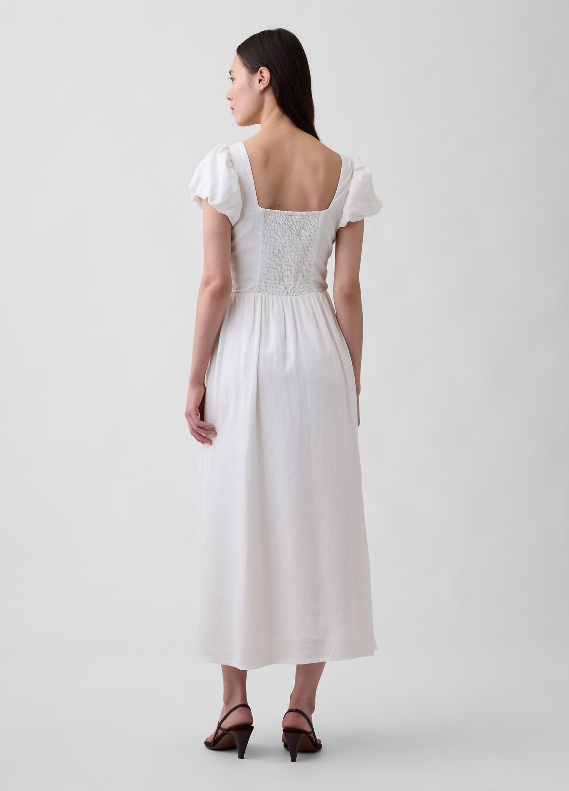 Linen-blend midi dress