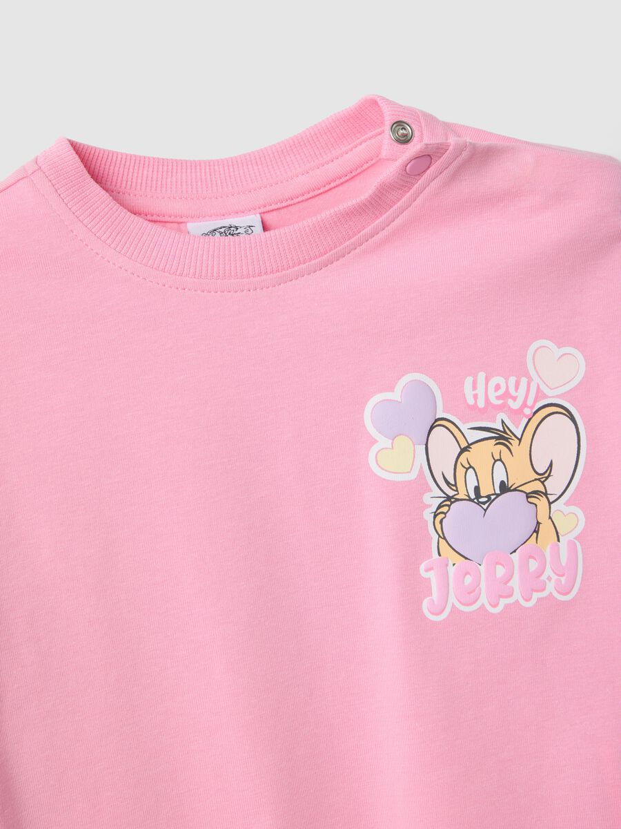 Pink stretch cotton outfit for girl with print_3