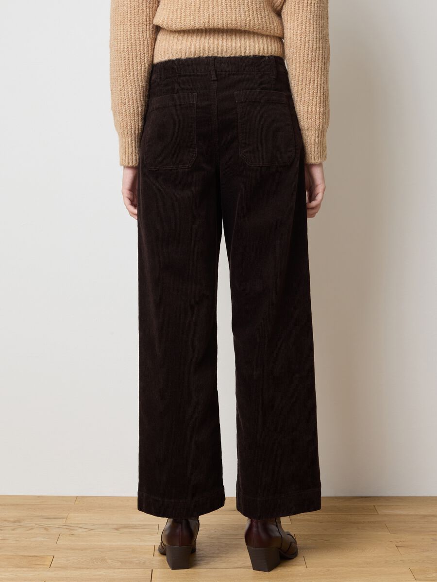 Brown trousers in stretch velvet cotton regular fit_2