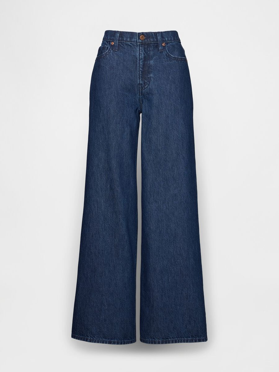 Pantaloni blu in denim, taglio ampio_0