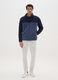 Blue high-neck fleece blend regular fit sweatshirt with zip_0