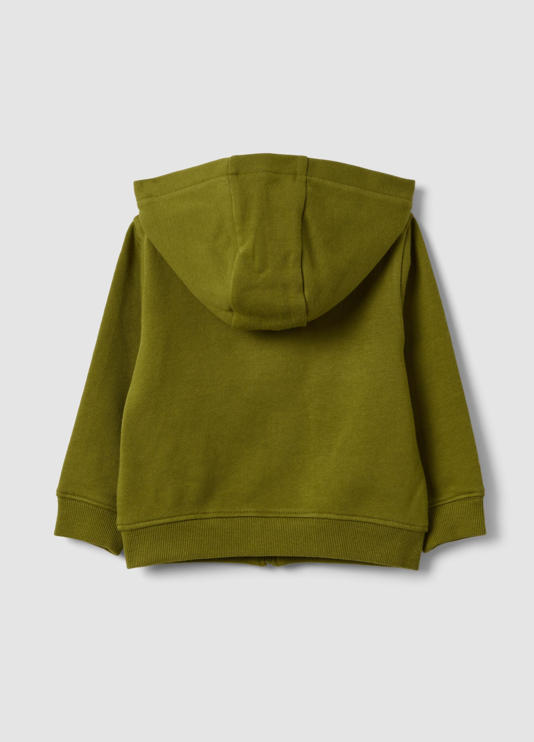 Green organic cotton hooded sweatshirt, regular fit, for boys