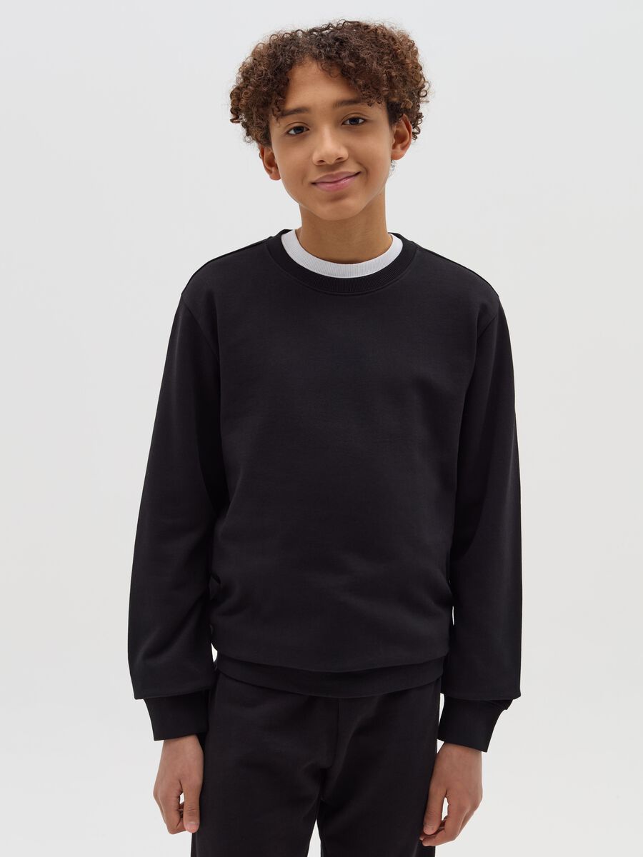 Solid colour sweatshirt with round neck_0