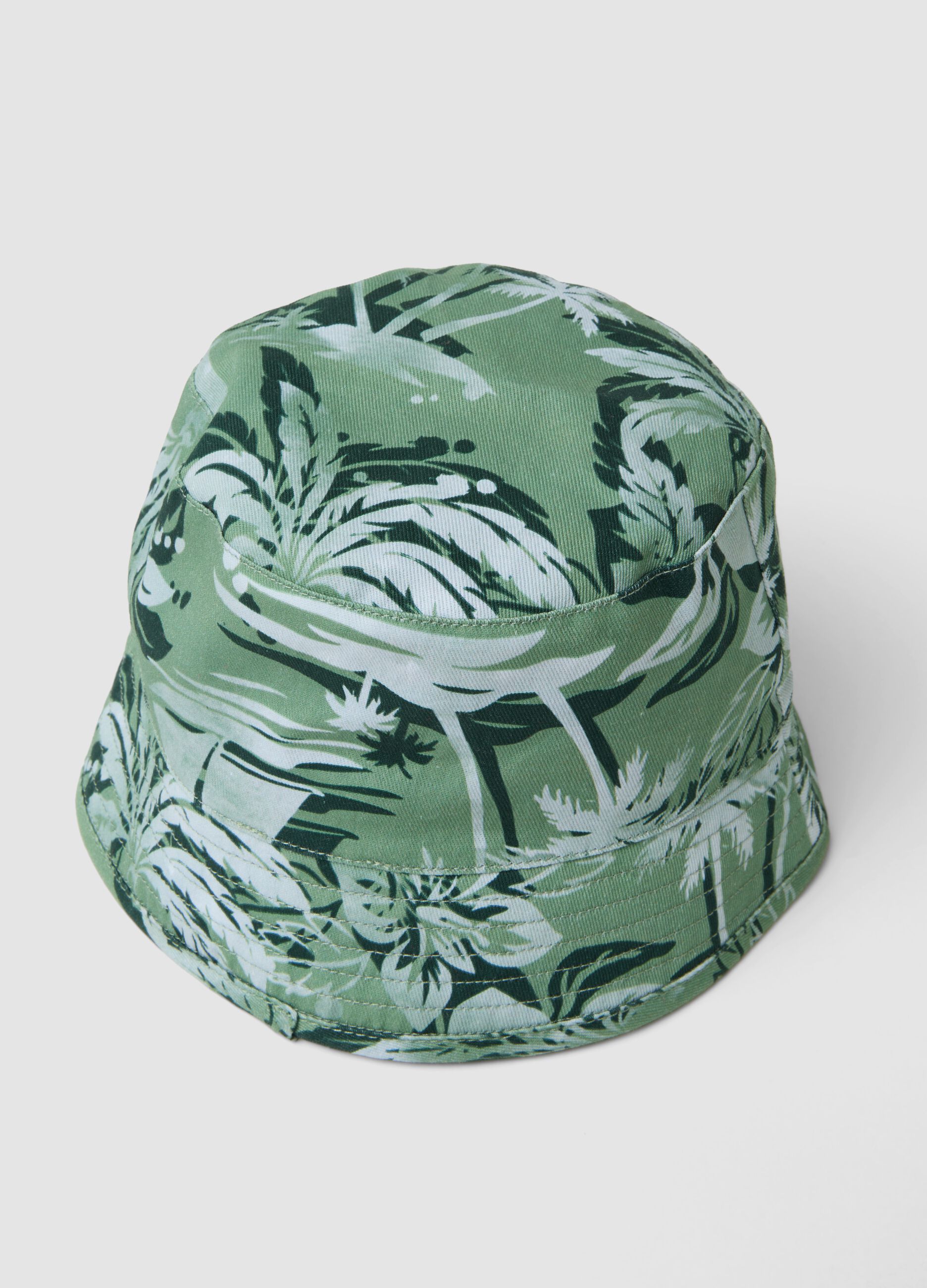 Green bucket hat in pure cotton jersey