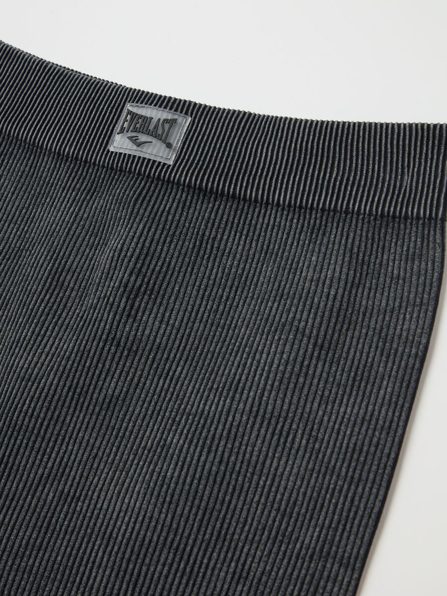 Grey ribbed cycle leggings_5